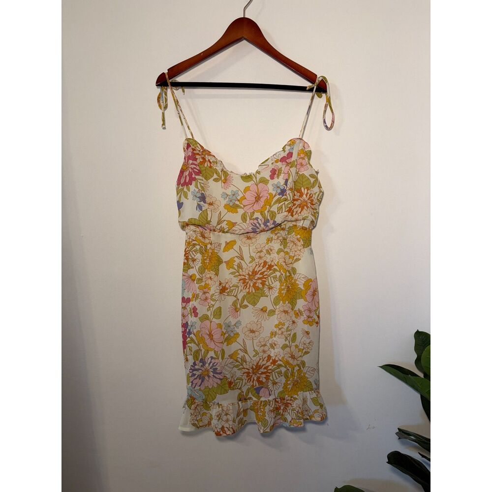 Retro Floral Tie-Shoulder Mini Dress